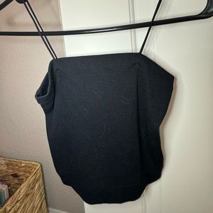 Strappy black cropped tank